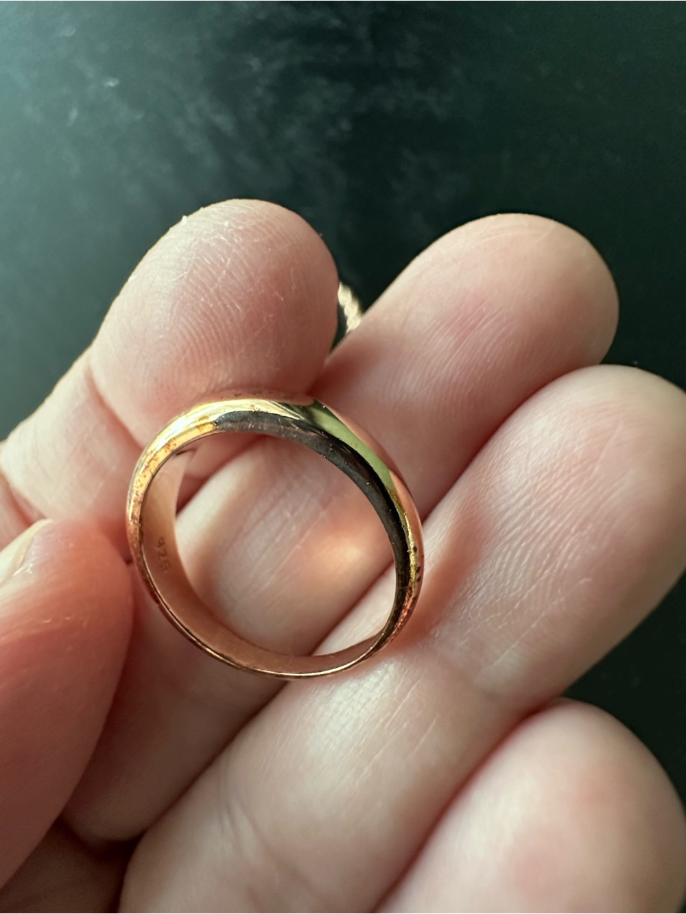 Rose Gold over Sterling Silver Stacking Ring Duo — Dome and Twisted Bands - Picture 5 of 14